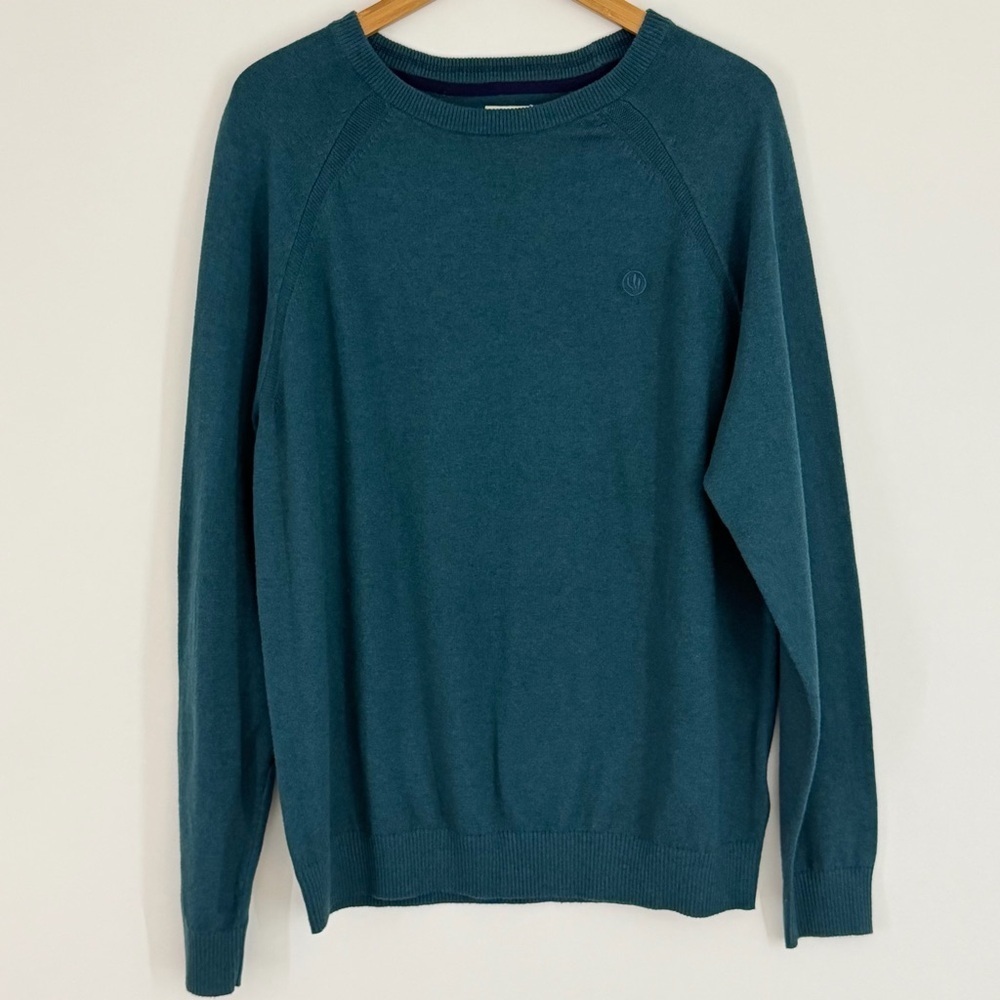FatFace Men's Rye Cotton Cashmere Crew Neck Sweater Teal Green Size XL